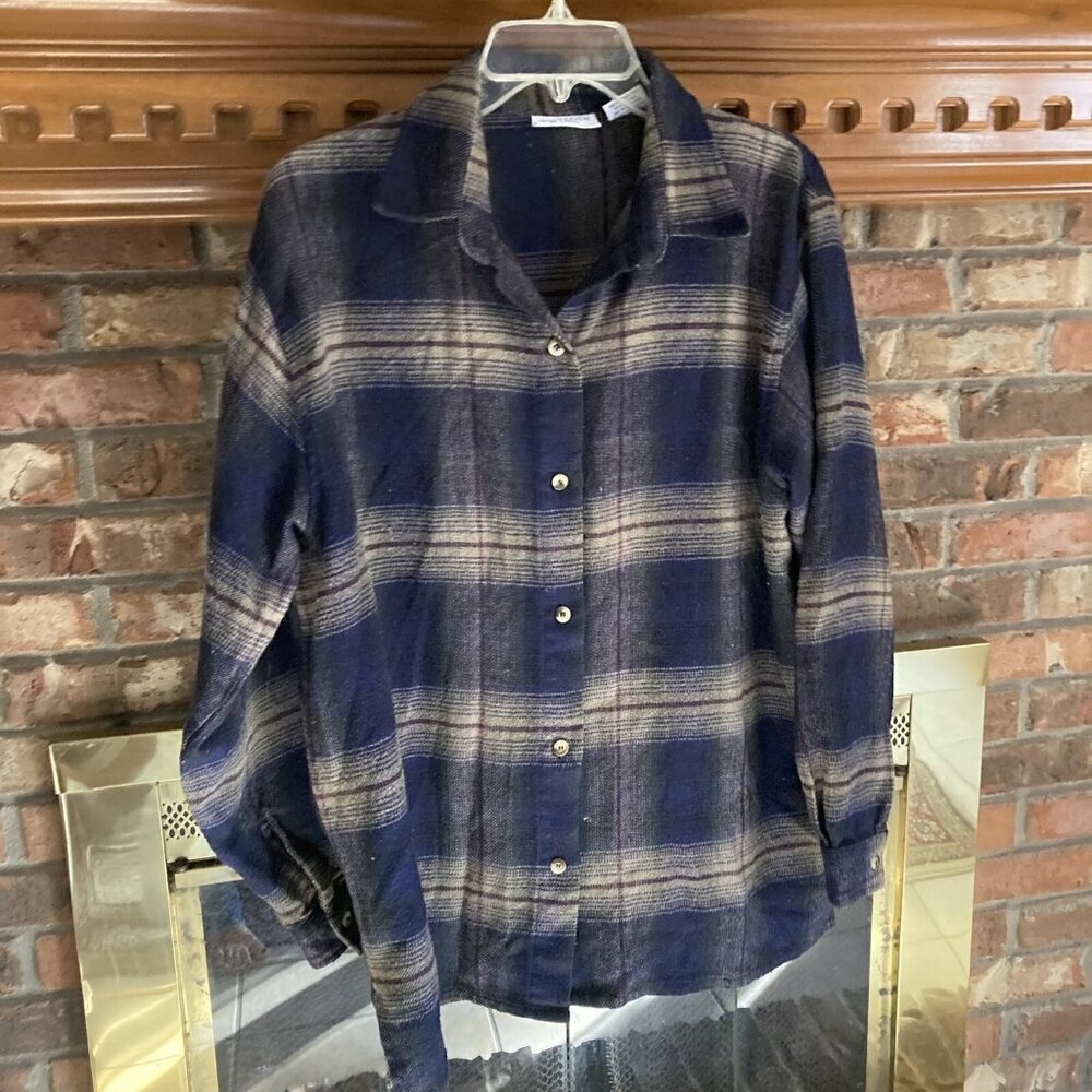 Whitefish Bay Blue Flannel Shirt Size Large